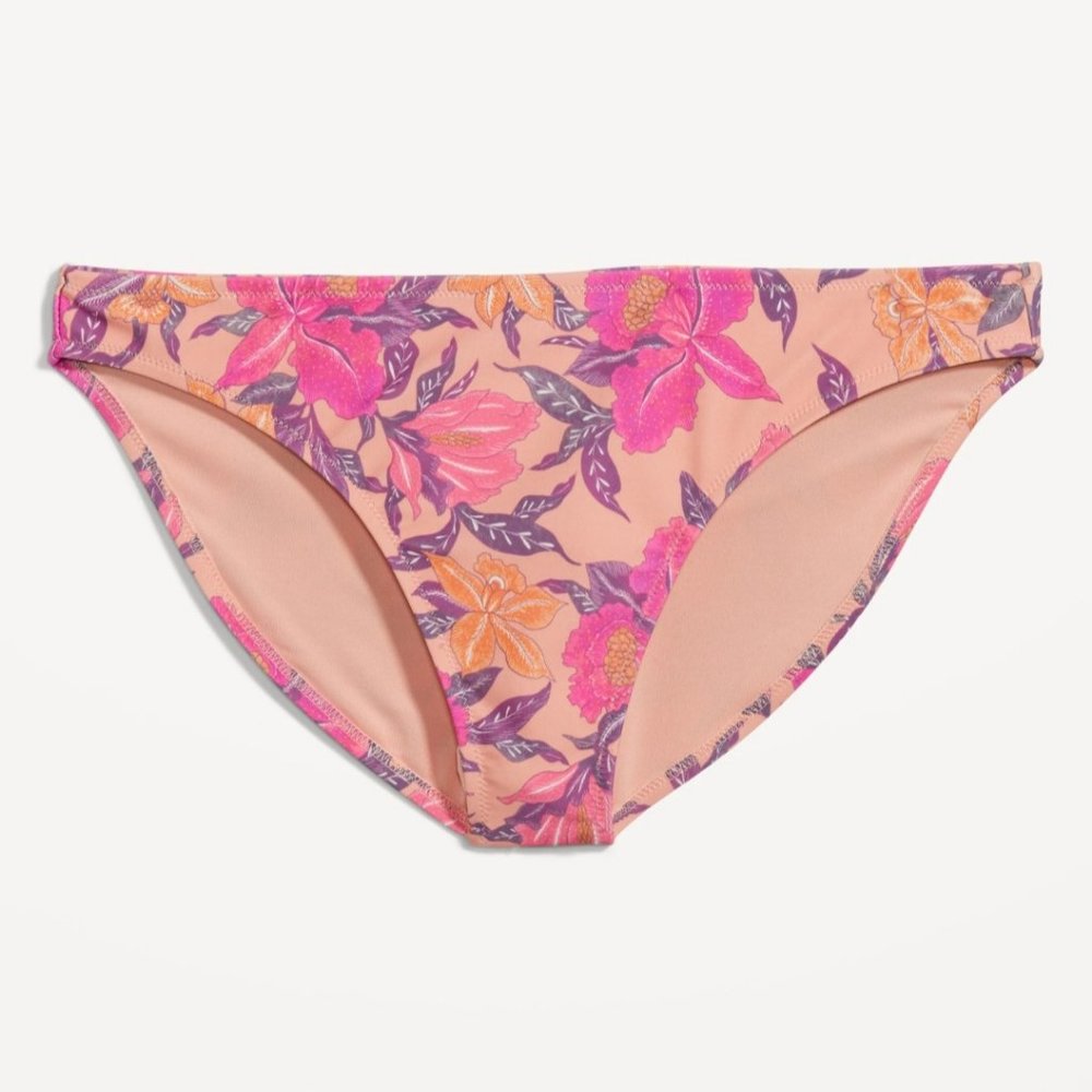 NWT Old Navy Peach Pink Floral Print Low Rise Bikini Swim Bottom - Size 2X